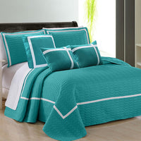 Thumbnail for 6 piece two tone embossed comforter set king teal