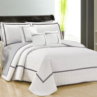 Thumbnail for 6 piece two tone embossed comforter set king white