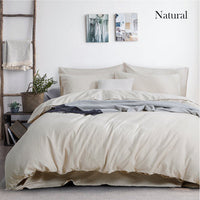 Thumbnail for luxurious linen cotton quilt cover set queen natural