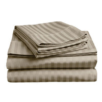 Thumbnail for soft stripe microfibre sheet set king taupe