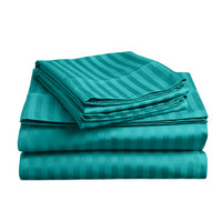 Thumbnail for soft stripe microfibre sheet set queen teal