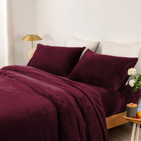 Thumbnail for thermal microplush sheet set double aubergine