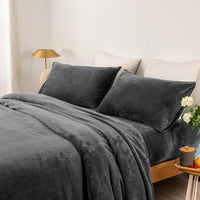 Thumbnail for thermal microplush sheet set single charcoal