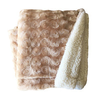 Thumbnail for plush fleece sherpa backed reversible throw beige