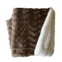 Thumbnail for plush fleece sherpa backed reversible throw brown