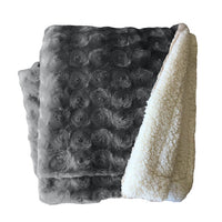 Thumbnail for plush fleece sherpa backed reversible throw charcoal