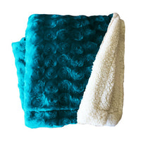 Thumbnail for plush fleece sherpa backed reversible throw teal
