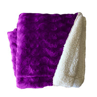 Thumbnail for plush fleece sherpa backed reversible throw ultra violet
