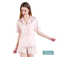 Thumbnail for 2pc satin short women pajamas set large blush