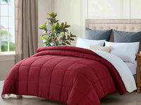 Thumbnail for king size reversible plush soft sherpa comforter quilt red