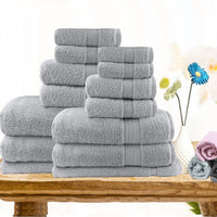 Thumbnail for 14pc light weight soft cotton bath towel set silver