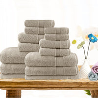 Thumbnail for 7pc light weight soft cotton bath towel set beige