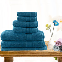 Thumbnail for 7pc light weight soft cotton bath towel set teal