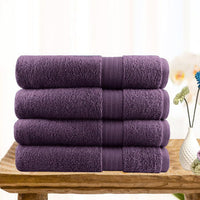 Thumbnail for 4 piece ultra light cotton bath towels in aubergine