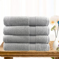 Thumbnail for 4 piece ultra light cotton bath towels in silver