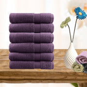 Thumbnail for 6 piece ultra light cotton hand towels in aubergine