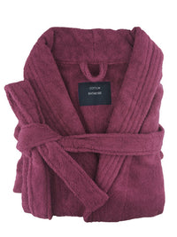 Thumbnail for small medium egyptian cotton terry toweling bathrobe burgundy