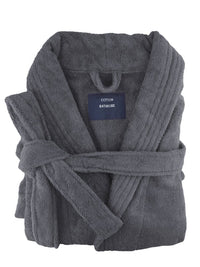 Thumbnail for small medium egyptian cotton terry toweling bathrobe charcoal