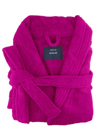 Thumbnail for small medium egyptian cotton terry toweling bathrobe fuchsia