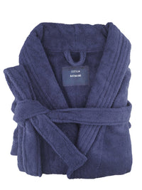 Thumbnail for small medium egyptian cotton terry toweling bathrobe navy