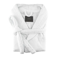 Thumbnail for small medium egyptian cotton terry toweling bathrobe white