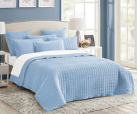 Thumbnail for 7 piece vintage stone wash comforter set king blue