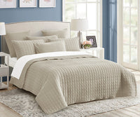 Thumbnail for 7 piece vintage stone wash comforter set queen natural