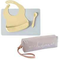 Thumbnail for LIFEBEA WILD INDIANA Eating-out Comfy Silicone Baby Bib set for babies & Toddlers(10-72 Months) Waterproof baby fedding including Waterproof carry case (Lemon)