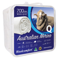 Thumbnail for Woolcomfort Aus Made Merino Wool Quilt 700GSM 210x210cm Queen Size