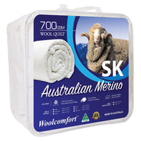 Thumbnail for Woolcomfort Aus Made Merino Wool Quilt 700GSM 270x240cm Super King Size