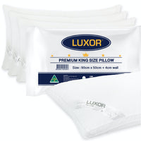 Thumbnail for Luxor Australian Made Hotel King Size Pillow with 4cm Wall Four Pack