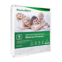 Thumbnail for Woolcomfort Cotton Terry Fully Fitted Waterproof Mattress Protector Queen Size
