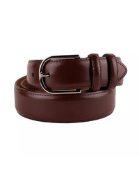 Thumbnail for Smooth Brown Calfskin Belt with Brass Buckle 115 cm Men