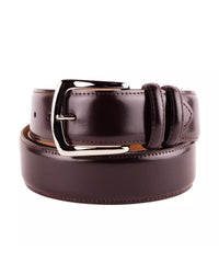 Thumbnail for Genuine Smooth Brown Calfskin Belt with Brass Buckle 115 cm Men