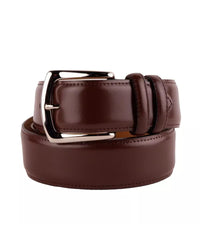 Thumbnail for Genuine Smooth Brown Calfskin Belt with Brass Buckle 105 cm Men