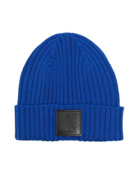 Thumbnail for Authentic Givenchy Blue Wool Beanie Cap with Leather Logo Tag One Size Men