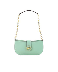 Thumbnail for Michael Kors Women's Car Small Sea Green Leather Pouchette Shoulder Crossbody Purse - One Size