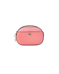 Thumbnail for Michael Kors Women's Jet Set Glam Tea Rose Leather Oval Crossbody Handbag Purse - One Size