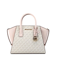 Thumbnail for Michael Kors Women's Avril Small Powder Blush PVC Leather Top Zip Satchel Crossbody Bag - One Size