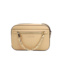 Thumbnail for Michael Kors Women's Jet Set East West Large Camel Leather Zip Chain Crossbody Bag - One Size