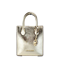 Thumbnail for Michael Kors Women's Mercer XS Pale Gold Metallic North South Shopper Crossbody Bag - One Size
