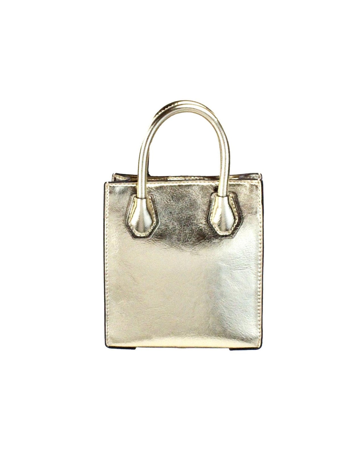 Michael Kors Women's Mercer XS Pale Gold Metallic North South Shopper Crossbody Bag - One Size