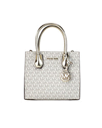 Thumbnail for Michael Kors Women's Mercer Medium Pale Gold Signature PVC Messenger Crossbody Bag - One Size