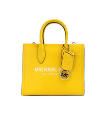Thumbnail for Michael Kors Women's Mirella Small Jasmine Yellow Leather Top Zip Shopper Tote Bag - One Size