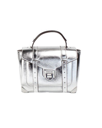 Thumbnail for Michael Kors Women's Manhattan Medium Silver Leather Top Handle Satchel Bag - One Size