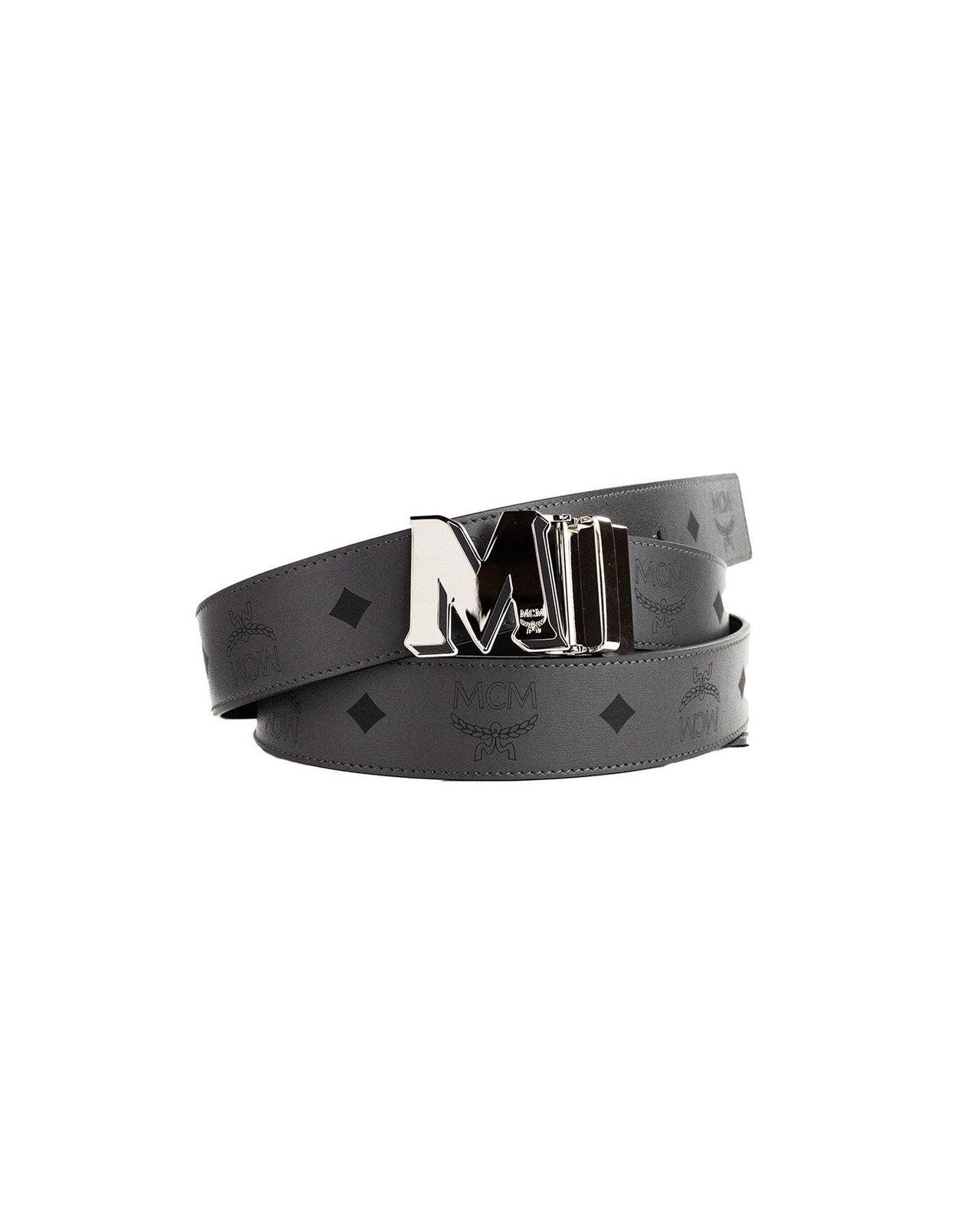 Reversible Leather Belt with M Logo Buckle One Size Men