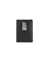 Thumbnail for Black Leather Money Clip Card Case with Branded Logo One Size Men