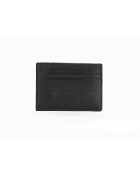 Thumbnail for Black Leather Money Clip Card Case with Branded Logo One Size Men