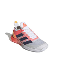 Thumbnail for Adidas Speed-boosting Hard Court Shoes with Adituff Toe in White Blue Rush Acid Red - 10 US