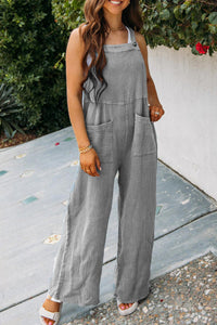 Thumbnail for Azura Exchange Textured Wide Leg Overall with Pockets - S